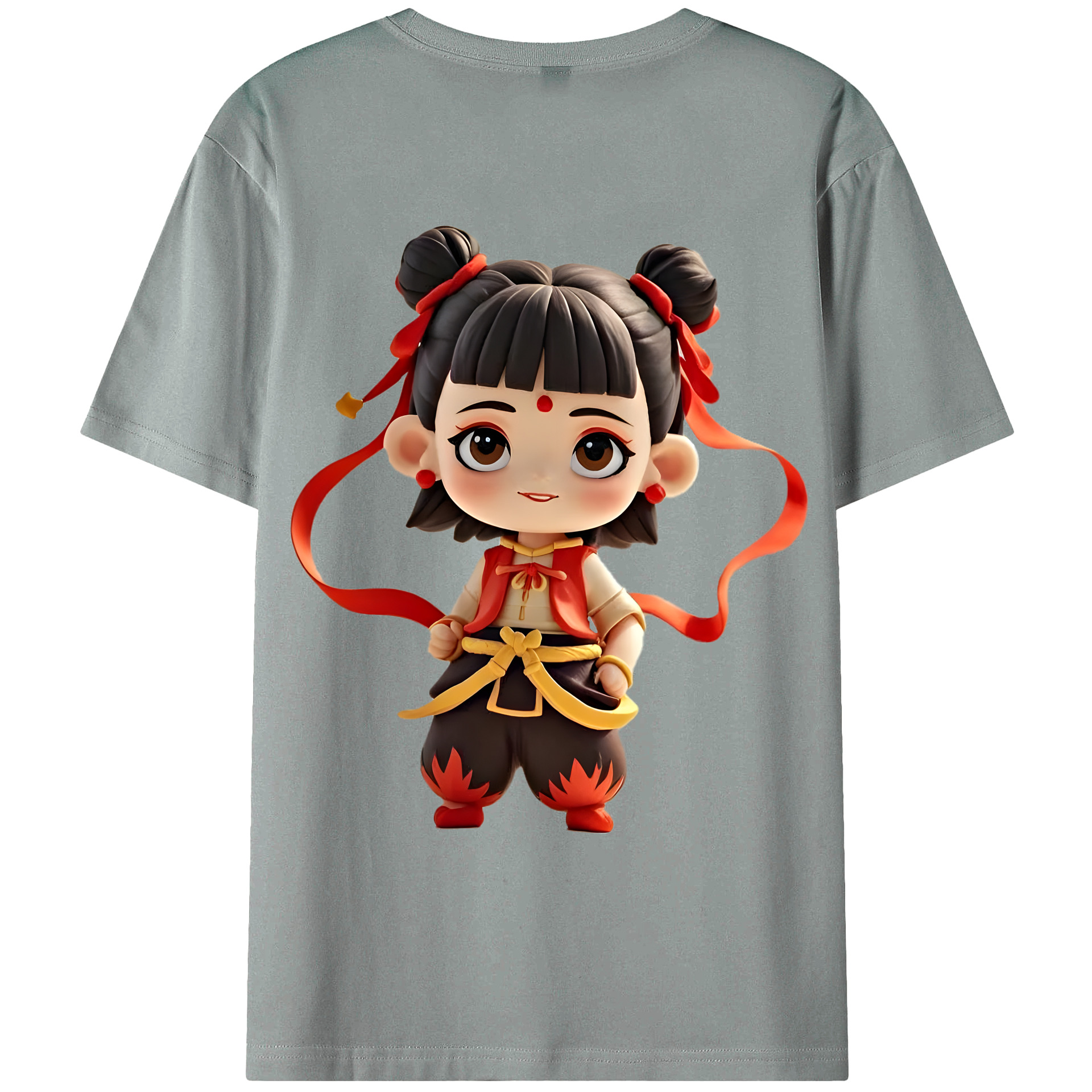 （画像用） Ne Zha 2 ナタ 魔童の大暴れ 綿100％ メンズ半袖Tシャツ（バックプリント） 通気性